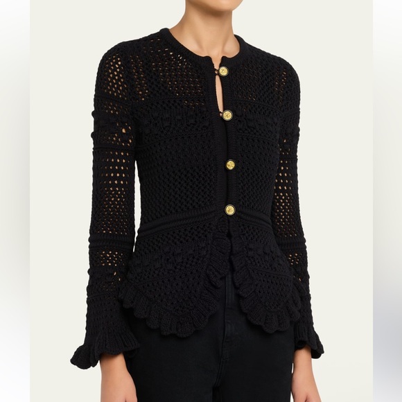 L'Agence Kiva Black Crochet Cardigan NWOT